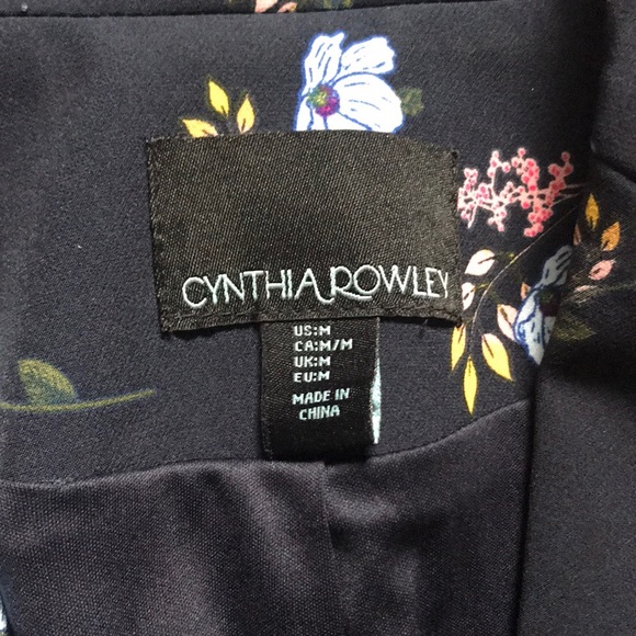 Cynthia Rowley navy blue floral blazer - Picture 2 of 4